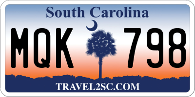 SC license plate MQK798