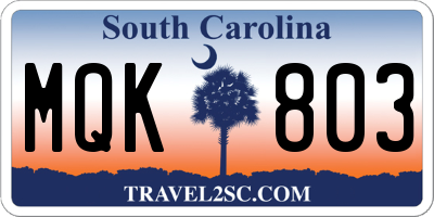 SC license plate MQK803