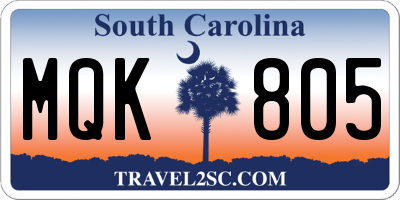 SC license plate MQK805