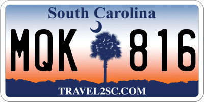 SC license plate MQK816
