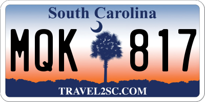 SC license plate MQK817