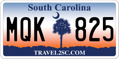 SC license plate MQK825