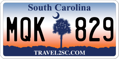 SC license plate MQK829