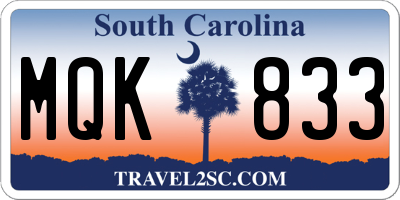 SC license plate MQK833