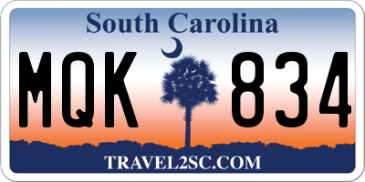 SC license plate MQK834