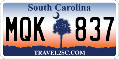 SC license plate MQK837