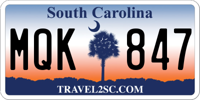 SC license plate MQK847