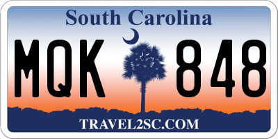 SC license plate MQK848