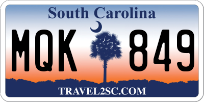 SC license plate MQK849