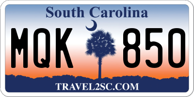 SC license plate MQK850