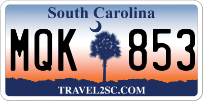 SC license plate MQK853
