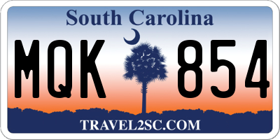 SC license plate MQK854