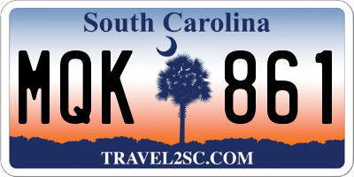 SC license plate MQK861