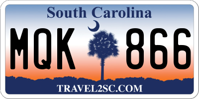 SC license plate MQK866