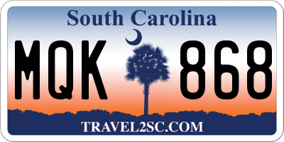 SC license plate MQK868