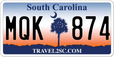 SC license plate MQK874