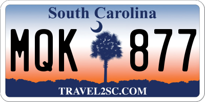 SC license plate MQK877