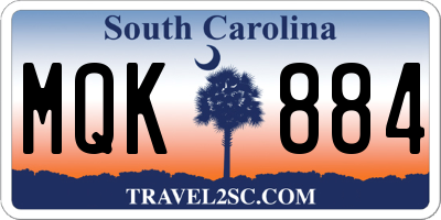 SC license plate MQK884