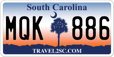 SC license plate MQK886