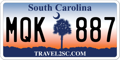SC license plate MQK887
