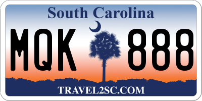 SC license plate MQK888