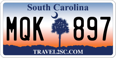 SC license plate MQK897