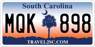 SC license plate MQK898