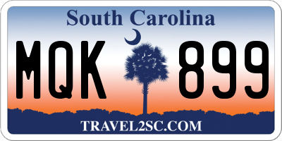 SC license plate MQK899