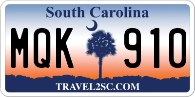 SC license plate MQK910