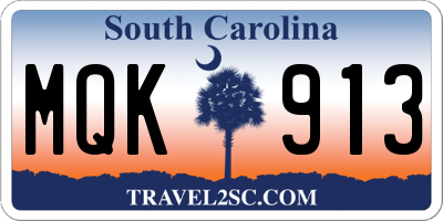 SC license plate MQK913