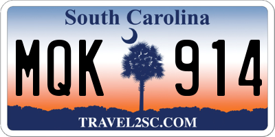 SC license plate MQK914
