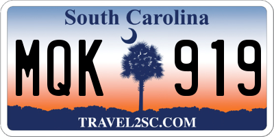 SC license plate MQK919