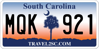 SC license plate MQK921