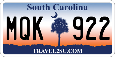 SC license plate MQK922