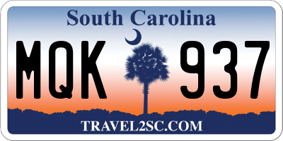 SC license plate MQK937