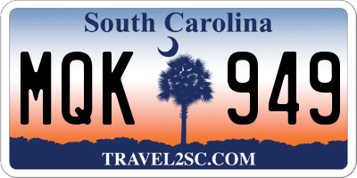 SC license plate MQK949