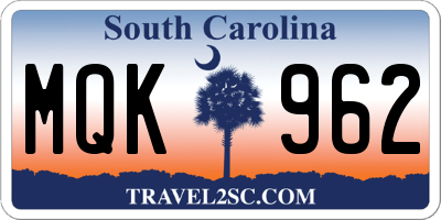 SC license plate MQK962