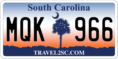 SC license plate MQK966