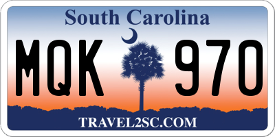 SC license plate MQK970
