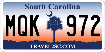 SC license plate MQK972
