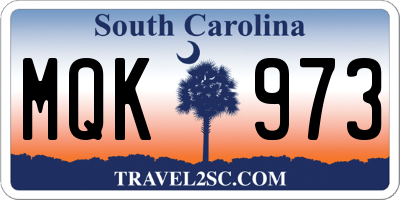SC license plate MQK973