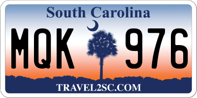 SC license plate MQK976