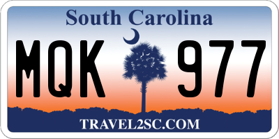 SC license plate MQK977