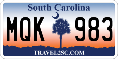 SC license plate MQK983