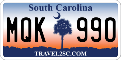 SC license plate MQK990