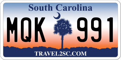 SC license plate MQK991