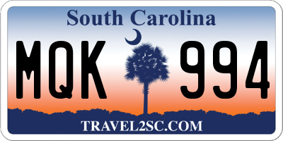 SC license plate MQK994
