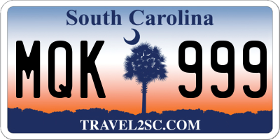 SC license plate MQK999