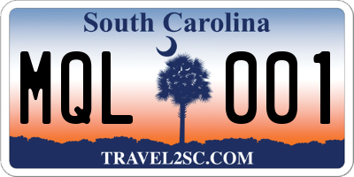 SC license plate MQL001