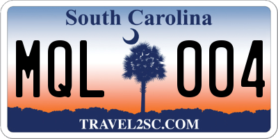SC license plate MQL004
